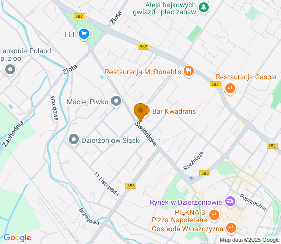 Mapa dojazdu do hurtowni motoryzacyjnej w miejscowości Dzierżoniów