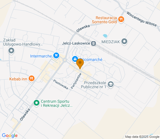 Mapa dojazdu do hurtowni motoryzacyjnej w miejscowości Jelcz-Laskowice