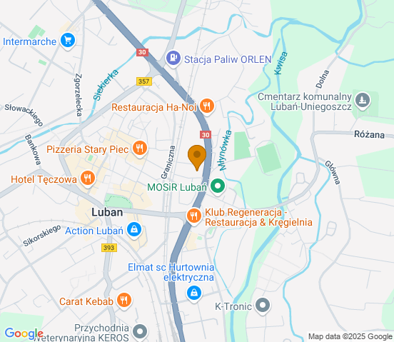 Mapa dojazdu do hurtowni motoryzacyjnej w miejscowości Lubań