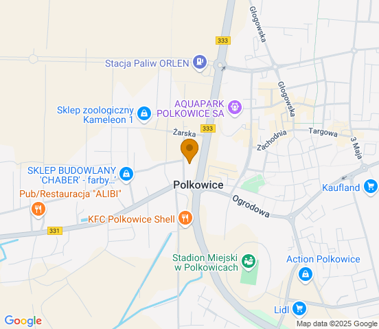 Mapa dojazdu do hurtowni motoryzacyjnej w miejscowości Polkowice