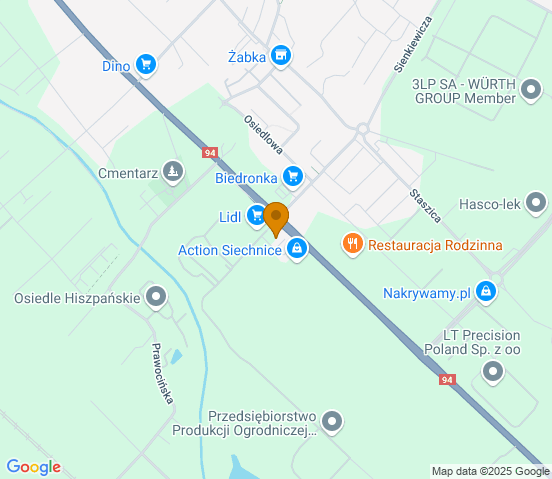 Mapa dojazdu do hurtowni motoryzacyjnej w miejscowości Siechnice