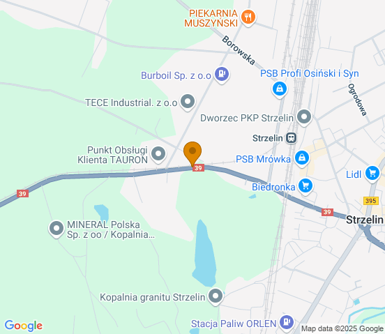 Mapa dojazdu do hurtowni motoryzacyjnej w miejscowości Strzelin