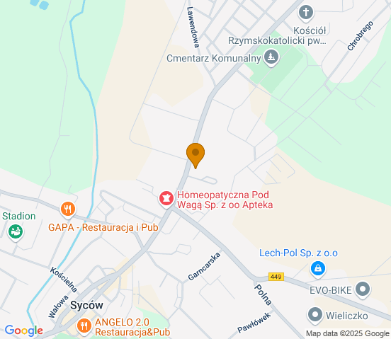 Mapa dojazdu do hurtowni motoryzacyjnej w miejscowości Syców