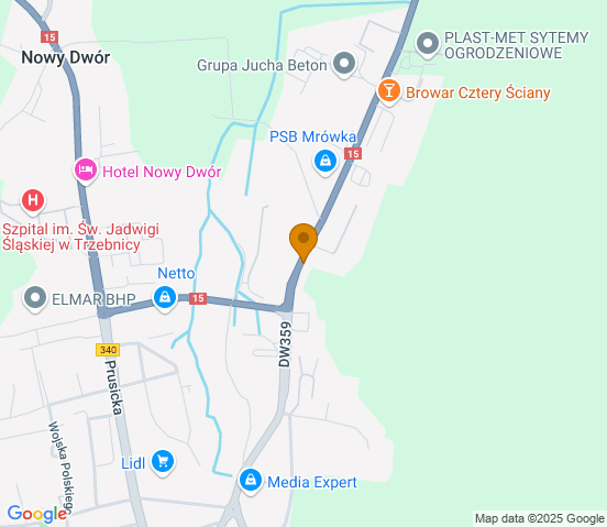 Mapa dojazdu do hurtowni motoryzacyjnej w miejscowości Trzebnica