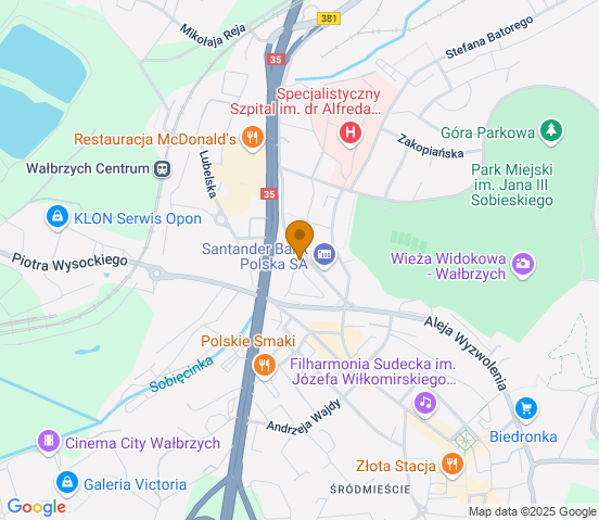 Mapa dojazdu do hurtowni motoryzacyjnej w miejscowości Wałbrzych