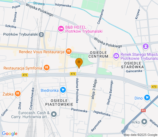 Mapa dojazdu do hurtowni motoryzacyjnej w miejscowości Piotrków Trybunalski