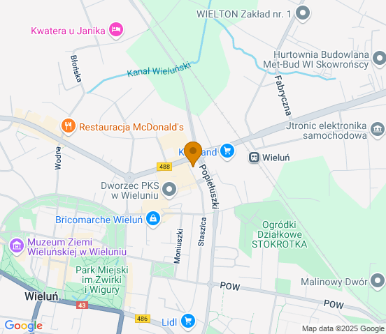 Mapa dojazdu do hurtowni motoryzacyjnej w miejscowości Wieluń
