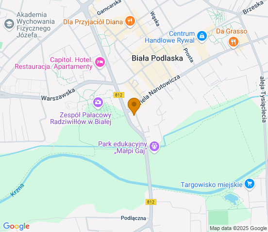 Mapa dojazdu do hurtowni motoryzacyjnej w miejscowości Biała Podlaska