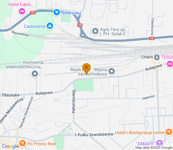 Mapa dojazdu do hurtowni motoryzacyjnej w miejscowości Chełm