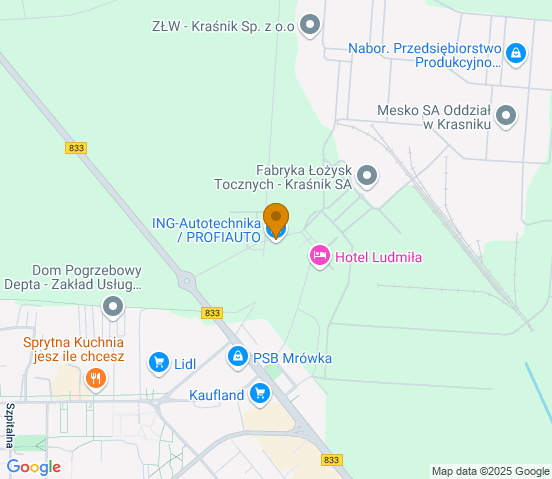 Mapa dojazdu do hurtowni motoryzacyjnej w miejscowości Kraśnik
