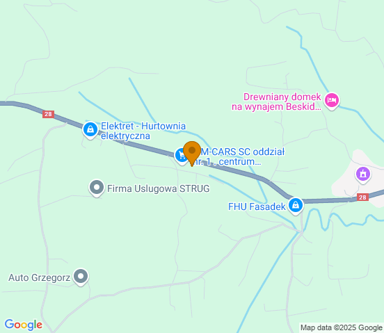 Mapa dojazdu do hurtowni motoryzacyjnej w miejscowości Limanowa