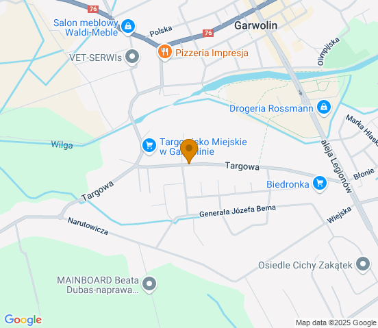 Mapa dojazdu do hurtowni motoryzacyjnej w miejscowości Garwolin