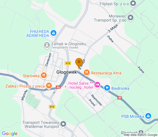 Mapa dojazdu do hurtowni motoryzacyjnej w miejscowości Głogówek