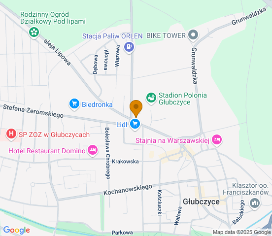 Mapa dojazdu do hurtowni motoryzacyjnej w miejscowości Głubczyce