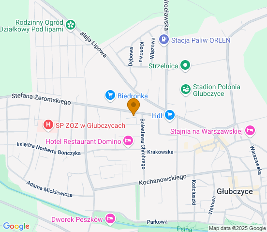 Mapa dojazdu do hurtowni motoryzacyjnej w miejscowości Głubczyce