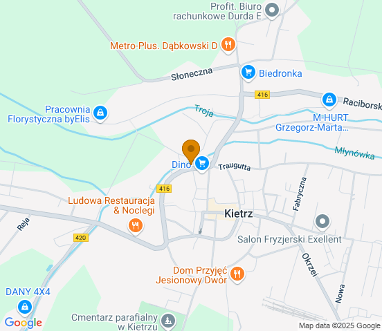 Mapa dojazdu do hurtowni motoryzacyjnej w miejscowości Kietrz
