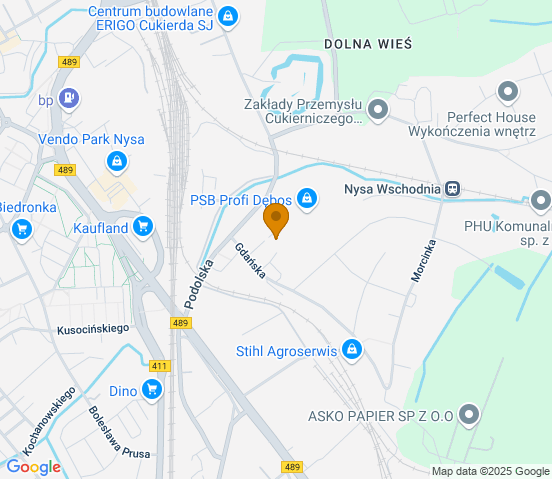 Mapa dojazdu do hurtowni motoryzacyjnej w miejscowości Nysa