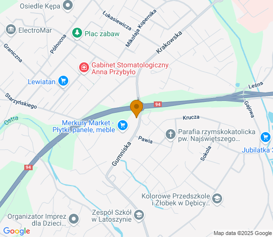 Mapa dojazdu do hurtowni motoryzacyjnej w miejscowości Dębica