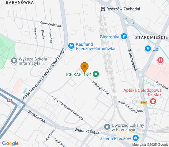 Mapa dojazdu do hurtowni motoryzacyjnej w miejscowości Rzeszów