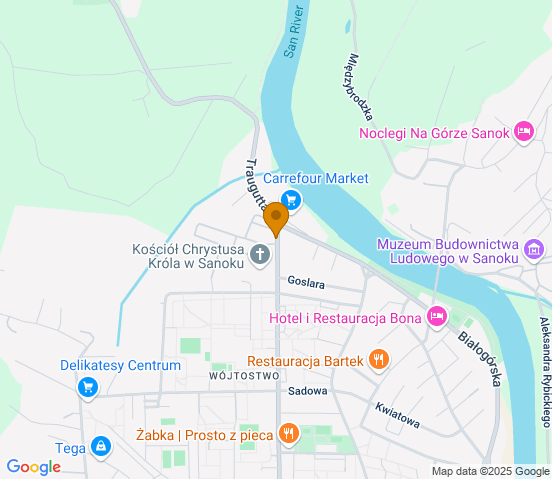 Mapa dojazdu do hurtowni motoryzacyjnej w miejscowości Sanok