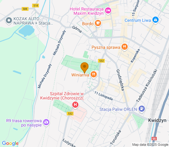 Mapa dojazdu do hurtowni motoryzacyjnej w miejscowości Kwidzyn