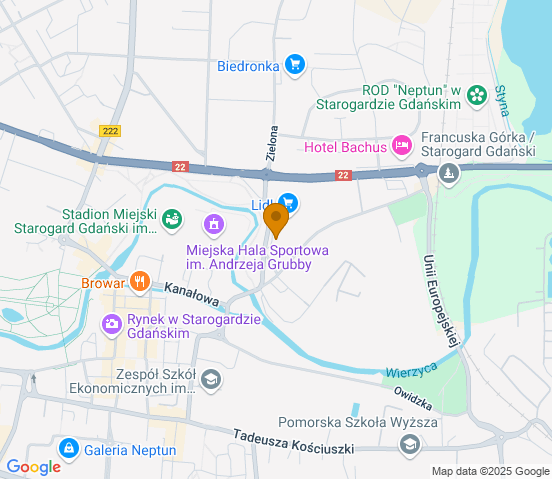 Mapa dojazdu do hurtowni motoryzacyjnej w miejscowości Starogard Gdański