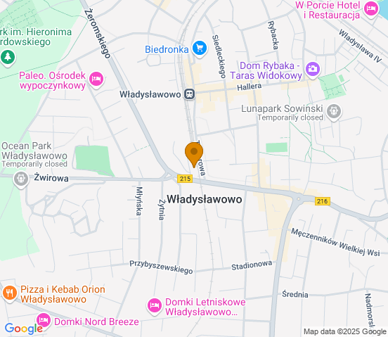 Mapa dojazdu do hurtowni motoryzacyjnej w miejscowości Władysławowo