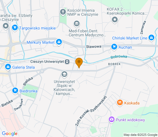 Mapa dojazdu do hurtowni motoryzacyjnej w miejscowości Cieszyn