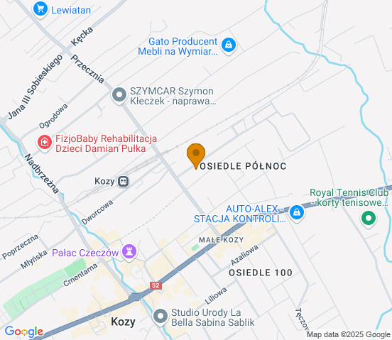 Mapa dojazdu do hurtowni motoryzacyjnej w miejscowości Kozy