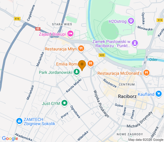 Mapa dojazdu do hurtowni motoryzacyjnej w miejscowości Racibórz
