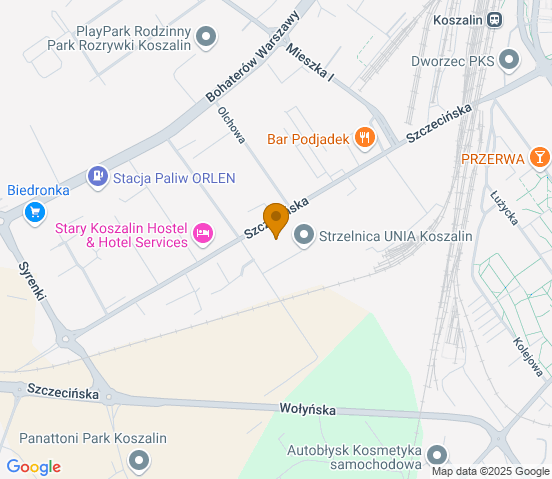 Mapa dojazdu do hurtowni motoryzacyjnej w miejscowości Koszalin