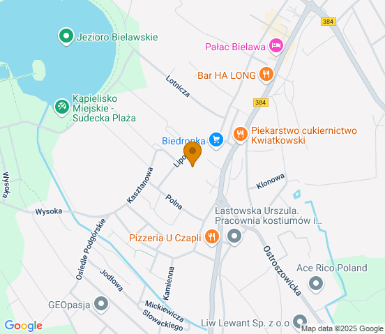 Mapa dojazdu do warsztatu samochodowego w miejscowości Bielawa
