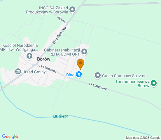 Mapa dojazdu do warsztatu samochodowego w miejscowości Borów