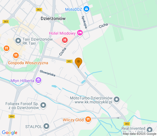 Mapa dojazdu do warsztatu samochodowego w miejscowości Dzierżoniów