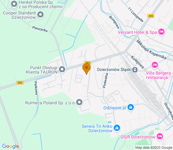 Mapa dojazdu do warsztatu samochodowego w miejscowości Dzierżoniów