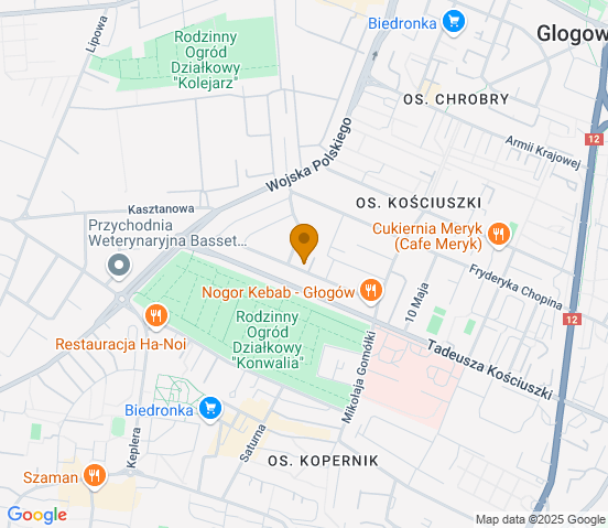 Mapa dojazdu do warsztatu samochodowego w miejscowości Głogów