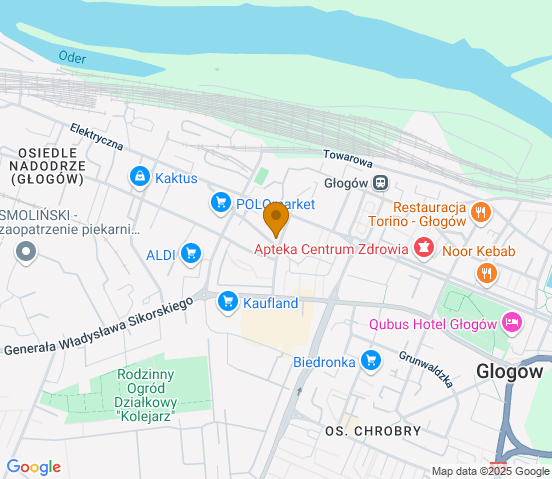 Mapa dojazdu do warsztatu samochodowego w miejscowości Głogów