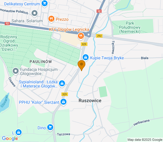 Mapa dojazdu do warsztatu samochodowego w miejscowości Głogów