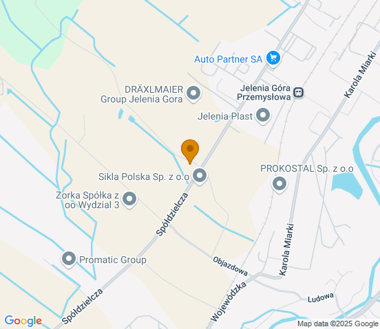 Mapa dojazdu do warsztatu samochodowego w miejscowości Jelenia Góra