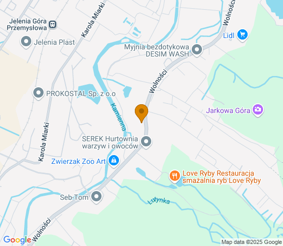 Mapa dojazdu do warsztatu samochodowego w miejscowości Jelenia Góra