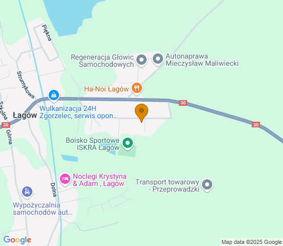 Mapa dojazdu do warsztatu samochodowego w miejscowości Łagów