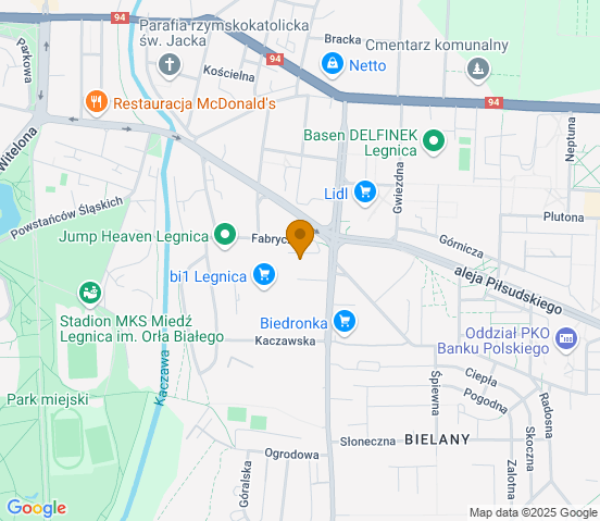Mapa dojazdu do warsztatu samochodowego w miejscowości Legnica