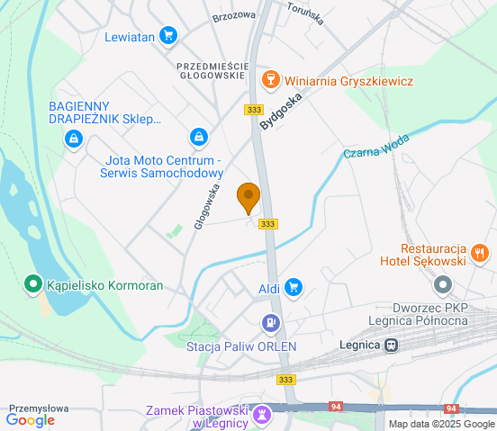 Mapa dojazdu do warsztatu samochodowego w miejscowości Legnica
