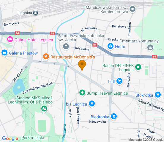 Mapa dojazdu do warsztatu samochodowego w miejscowości Legnica