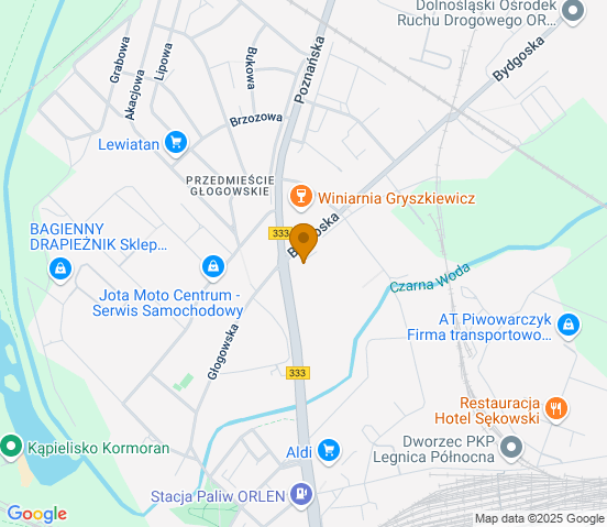 Mapa dojazdu do warsztatu samochodowego w miejscowości Legnica