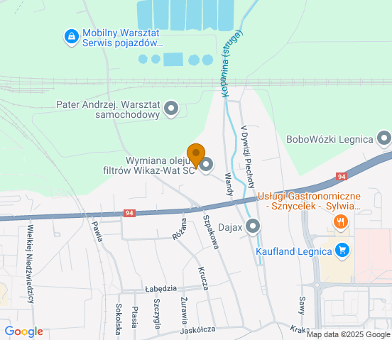 Mapa dojazdu do warsztatu samochodowego w miejscowości Legnica