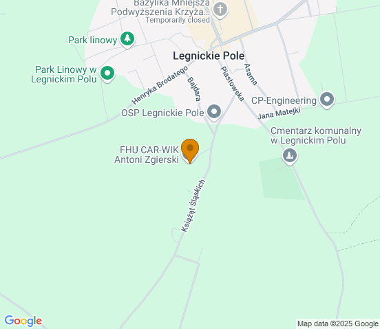 Mapa dojazdu do warsztatu samochodowego w miejscowości Legnickie Pole