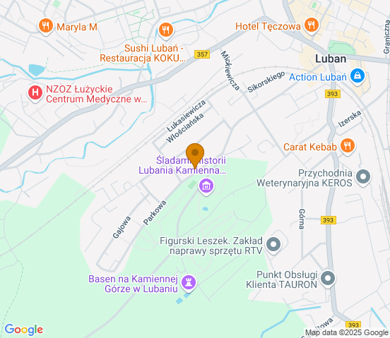 Mapa dojazdu do warsztatu samochodowego w miejscowości Lubań