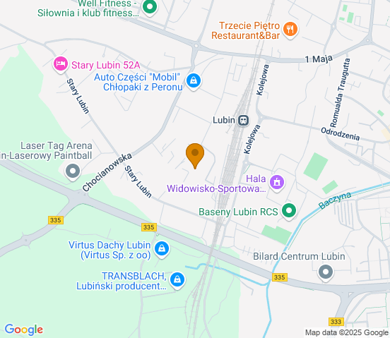 Mapa dojazdu do warsztatu samochodowego w miejscowości Lubin