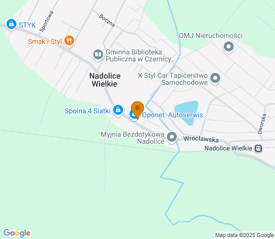 Mapa dojazdu do warsztatu samochodowego w miejscowości Nadolice Wielkie